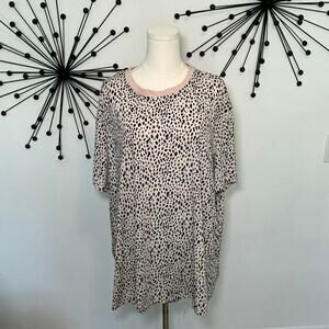 Leopard cheetah print oversized tee pink trim comfy lounge top 5X